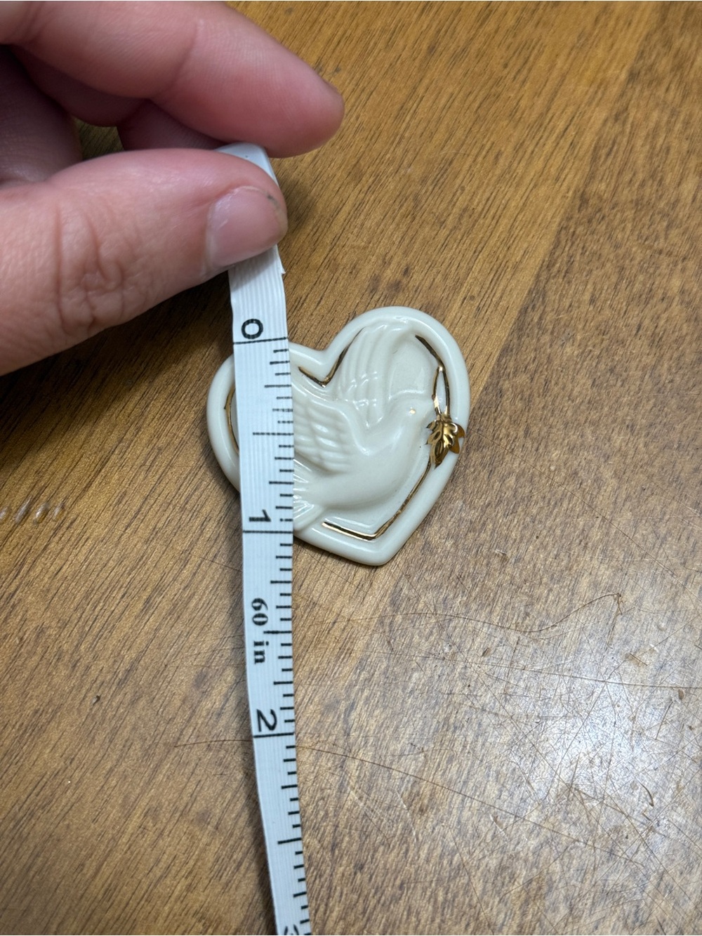 Lenox Cream Heart Pin with Dove and Gold Accent - Picture 3 of 3